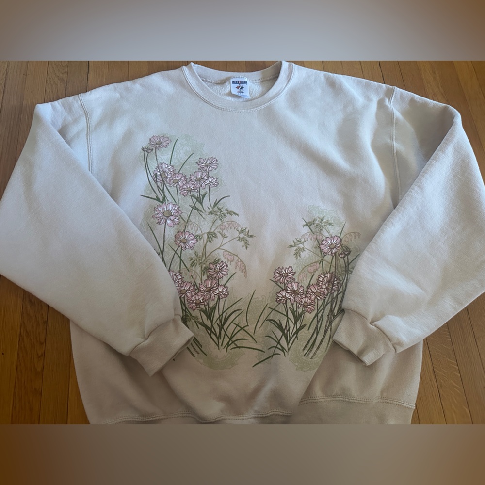 Vintage Jerees Bleeding Heart Beige Sweatshirt, Size L - Picture 5 of 7